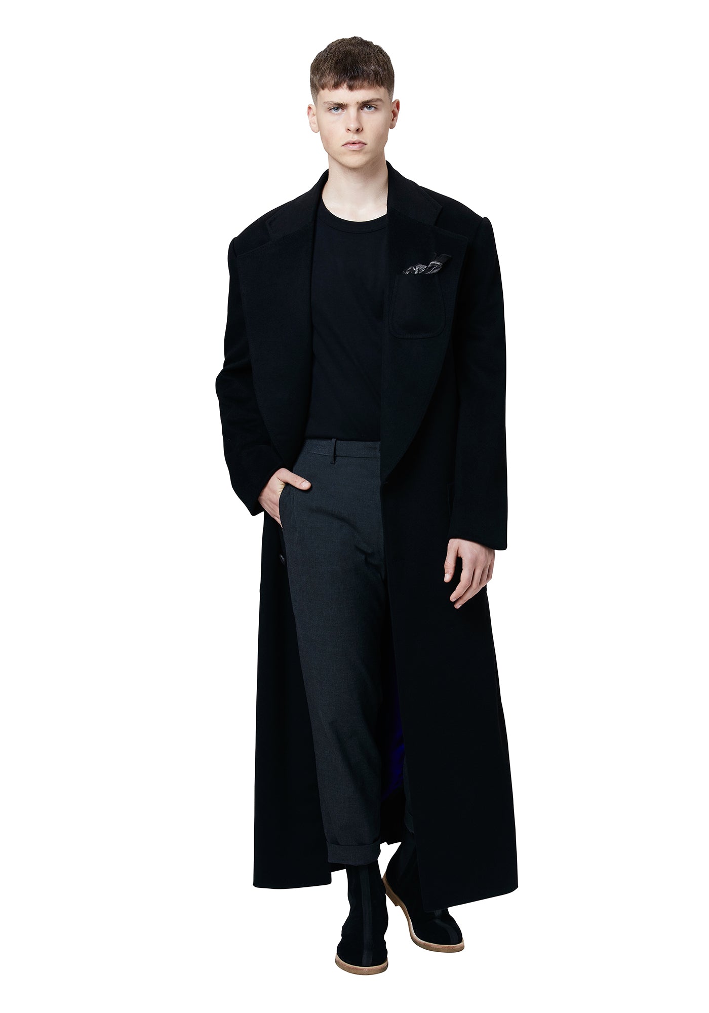 Pearl Cashmere Notch Lapel Overcoat