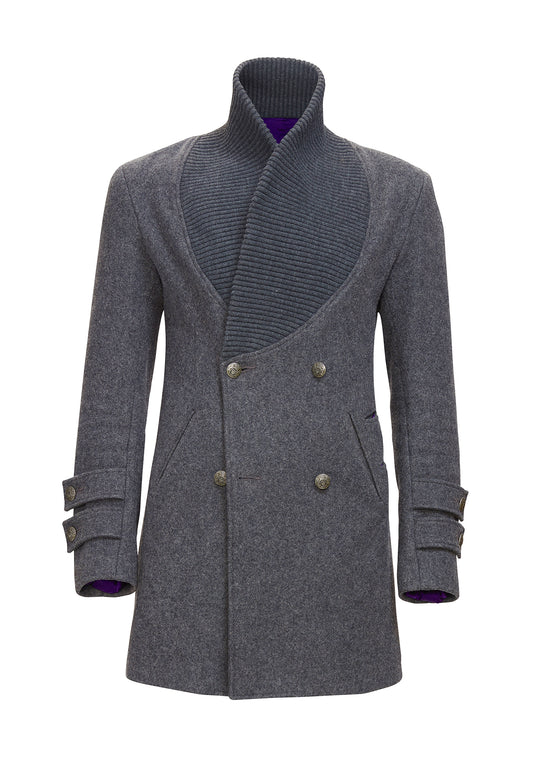 Temple Double Breasted Shawl Collar Coat